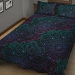 Purple And Teal Mandala Print Quilt Bed Set