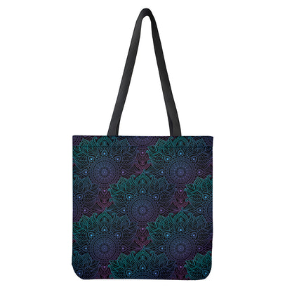 Purple And Teal Mandala Print Tote Bag