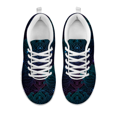 Purple And Teal Mandala Print White Sneakers