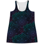 Purple And Teal Mandala Print Women's Racerback Tank Top