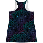 Purple And Teal Mandala Print Women's Racerback Tank Top