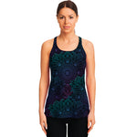 Purple And Teal Mandala Print Women's Racerback Tank Top