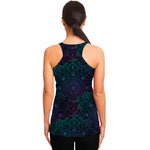 Purple And Teal Mandala Print Women's Racerback Tank Top