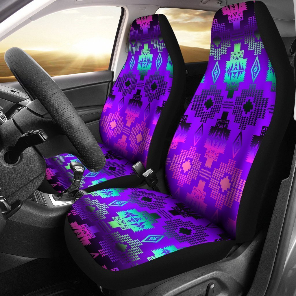 Purple And Teal Native Tribal Universal Fit Car Seat Covers GearFrost