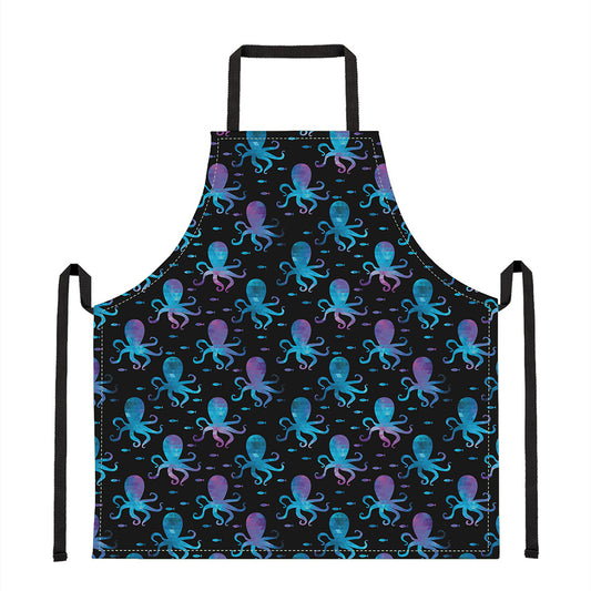 Purple And Teal Octopus Pattern Print Apron