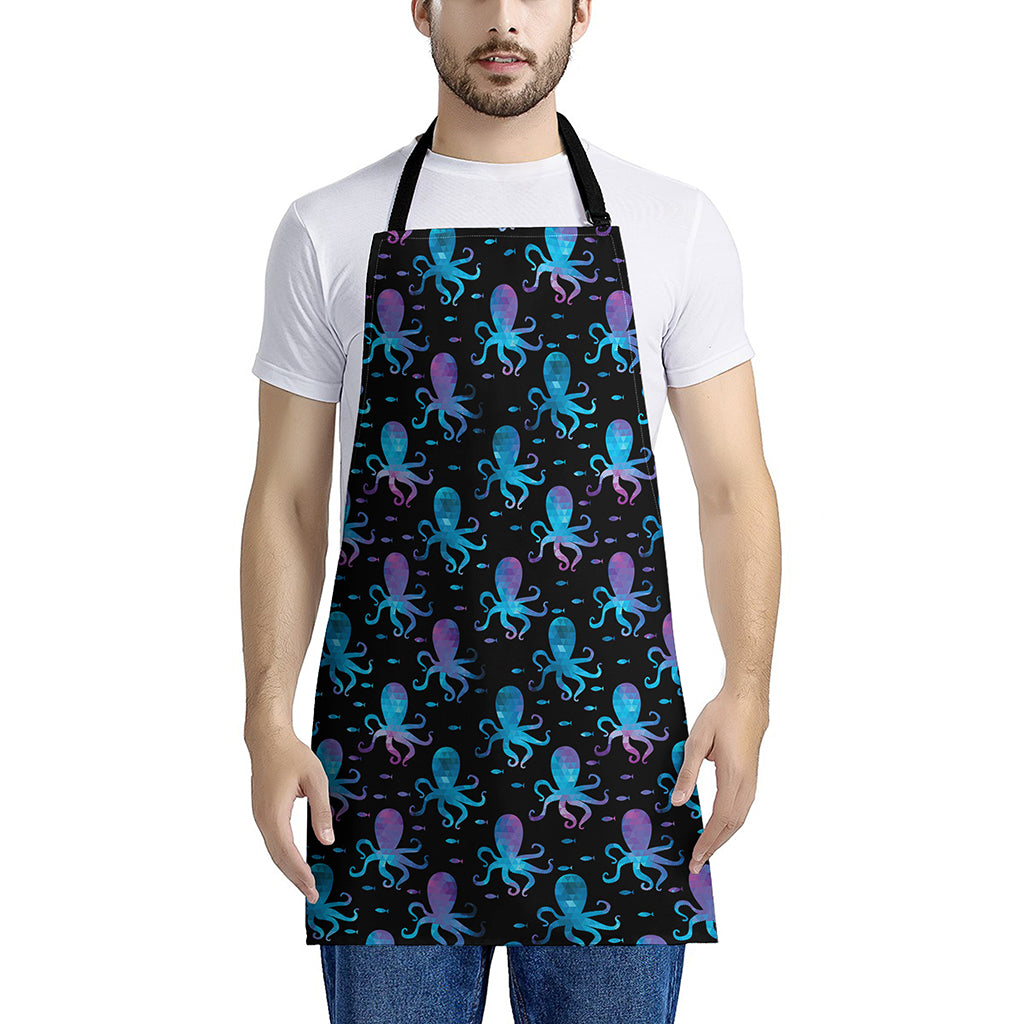 Purple And Teal Octopus Pattern Print Apron