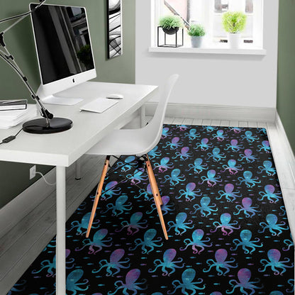 Purple And Teal Octopus Pattern Print Area Rug