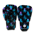 Purple And Teal Octopus Pattern Print Boxing Gloves