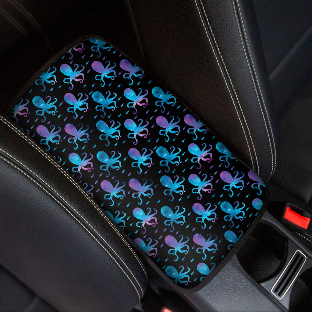 Purple And Teal Octopus Pattern Print Car Center Console Cover