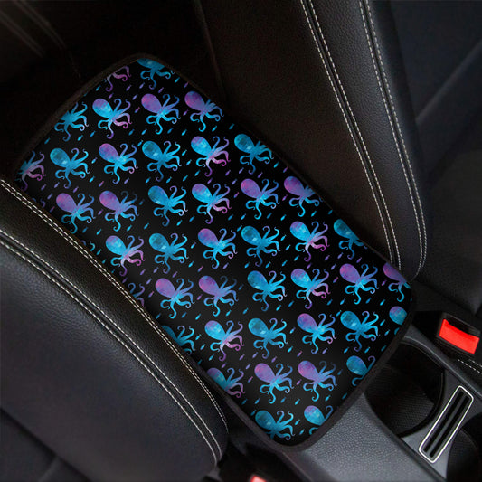 Purple And Teal Octopus Pattern Print Car Center Console Cover