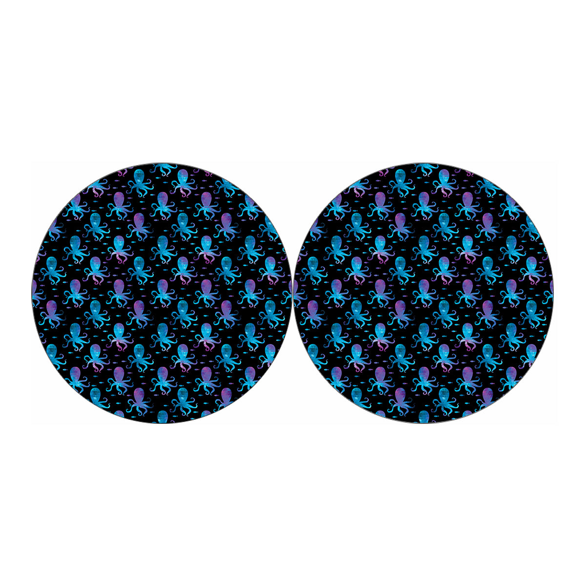 Purple And Teal Octopus Pattern Print Car Coasters
