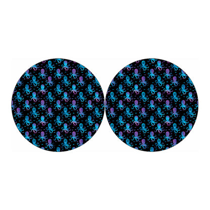 Purple And Teal Octopus Pattern Print Car Coasters