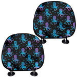 Purple And Teal Octopus Pattern Print Car Headrest Covers