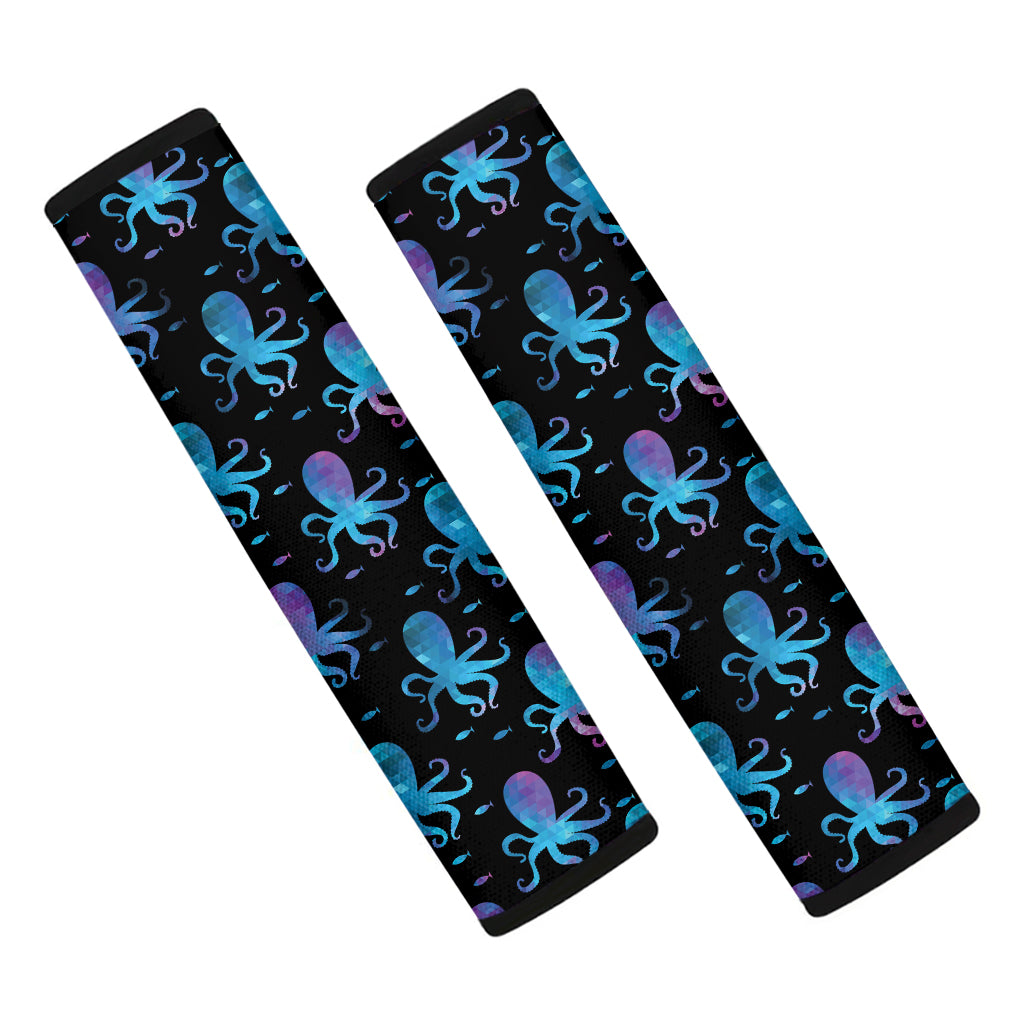 Purple And Teal Octopus Pattern Print Car Seat Belt Covers