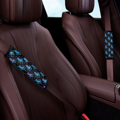 Purple And Teal Octopus Pattern Print Car Seat Belt Covers