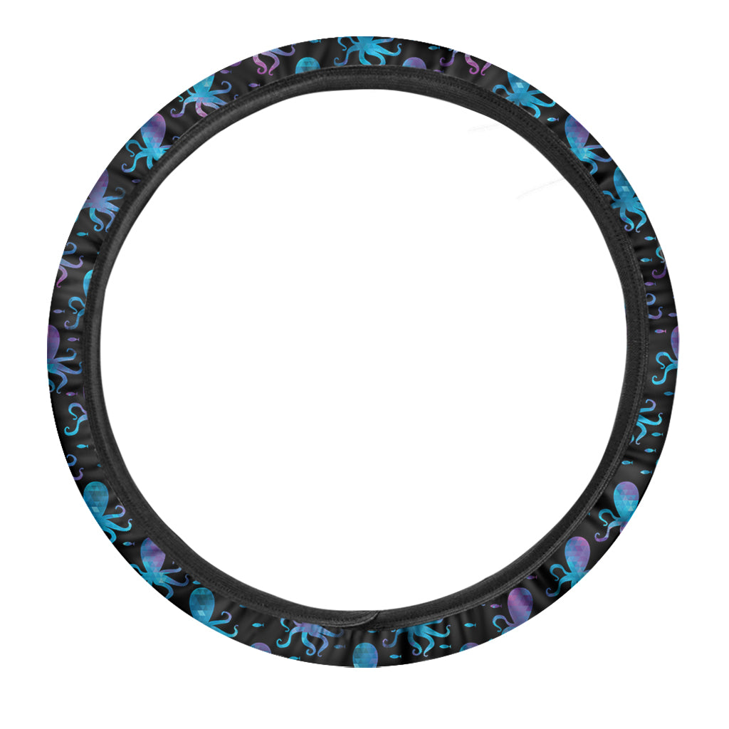 Purple And Teal Octopus Pattern Print Car Steering Wheel Cover