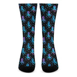 Purple And Teal Octopus Pattern Print Crew Socks