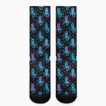 Purple And Teal Octopus Pattern Print Crew Socks