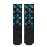 Purple And Teal Octopus Pattern Print Crew Socks