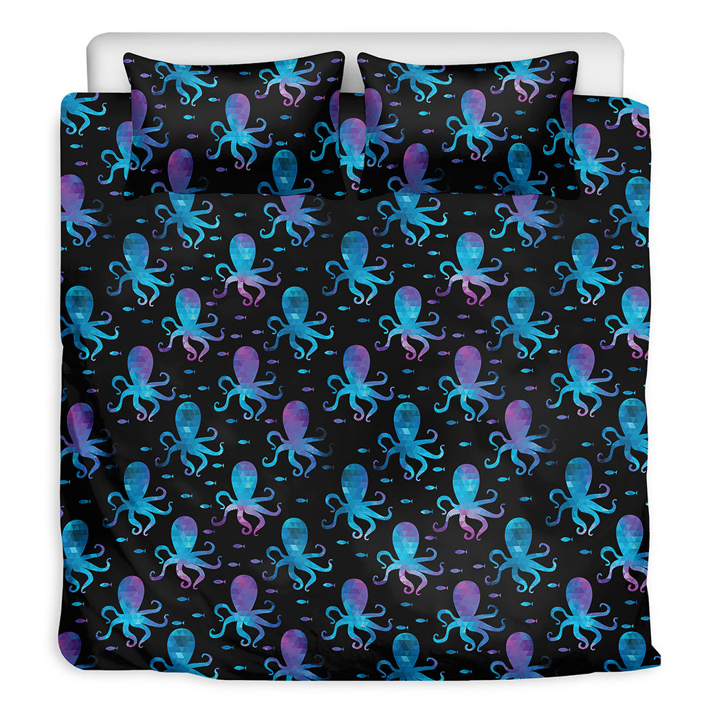Purple And Teal Octopus Pattern Print Duvet Cover Bedding Set