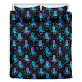 Purple And Teal Octopus Pattern Print Duvet Cover Bedding Set