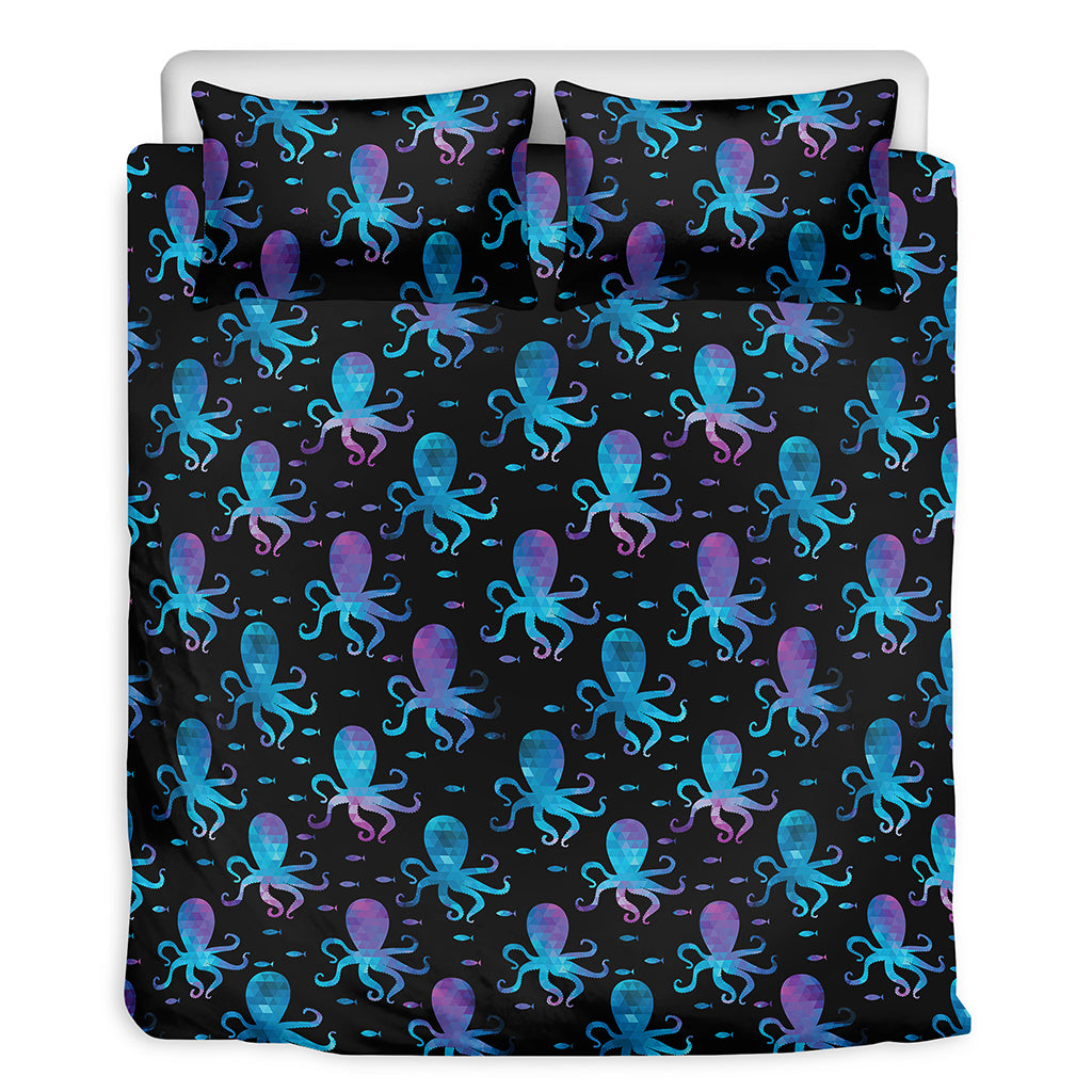 Purple And Teal Octopus Pattern Print Duvet Cover Bedding Set