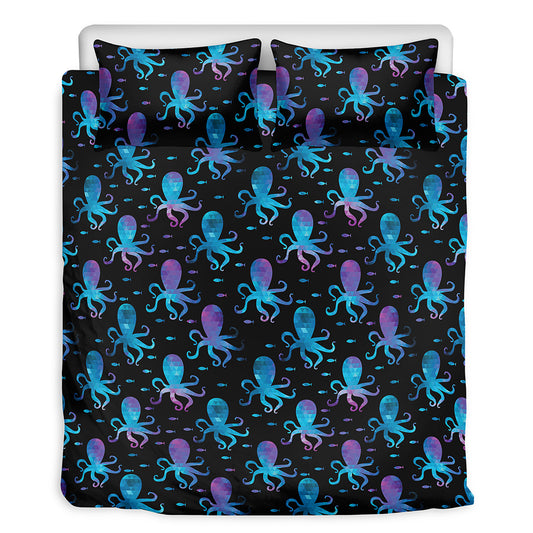 Purple And Teal Octopus Pattern Print Duvet Cover Bedding Set