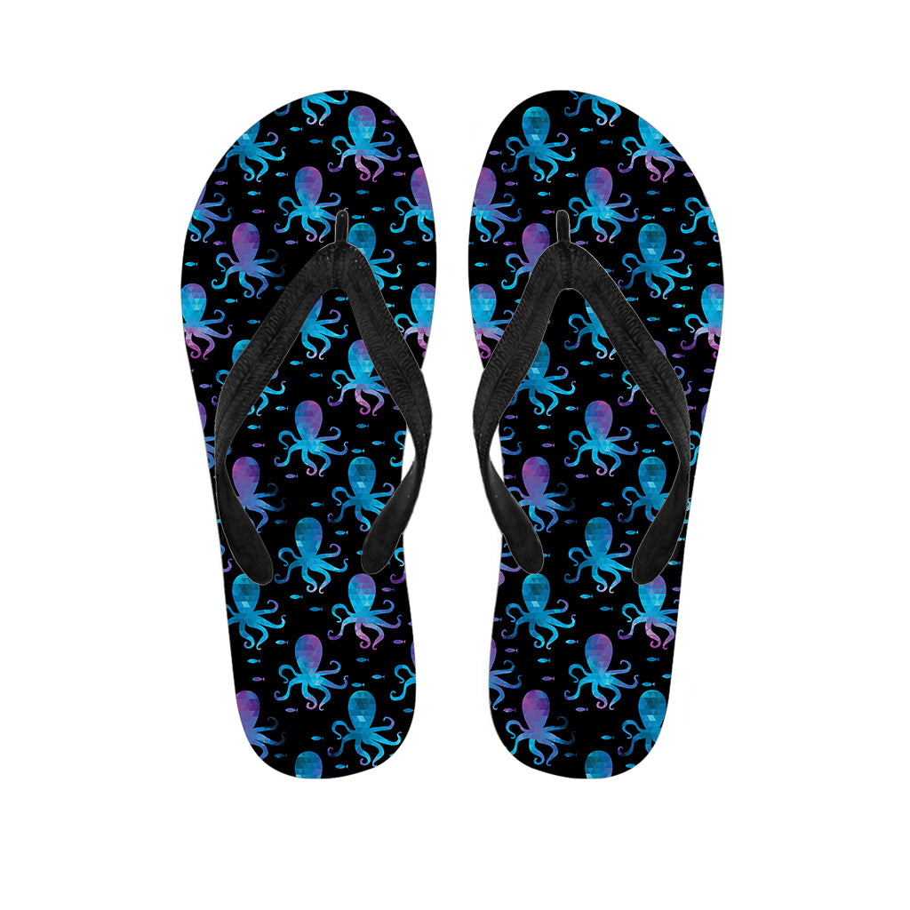 Purple And Teal Octopus Pattern Print Flip Flops