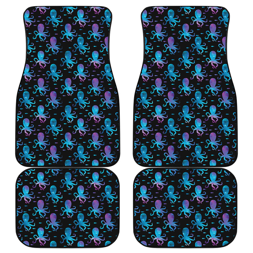 Purple And Teal Octopus Pattern Print Front and Back Car Floor Mats