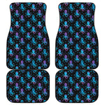 Purple And Teal Octopus Pattern Print Front and Back Car Floor Mats