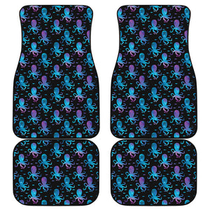 Purple And Teal Octopus Pattern Print Front and Back Car Floor Mats