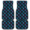 Purple And Teal Octopus Pattern Print Front and Back Car Floor Mats