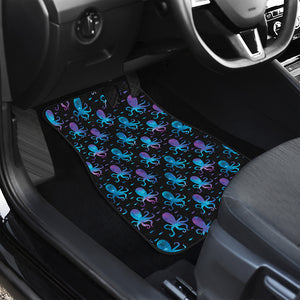 Purple And Teal Octopus Pattern Print Front and Back Car Floor Mats