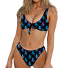 Purple And Teal Octopus Pattern Print Front Bow Tie Bikini