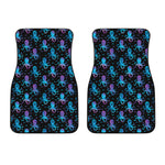 Purple And Teal Octopus Pattern Print Front Car Floor Mats