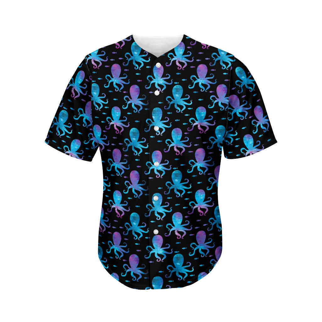 Purple And Teal Octopus Pattern Print Men's Baseball Jersey