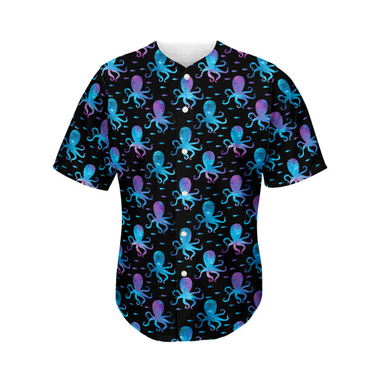 Purple And Teal Octopus Pattern Print Men's Baseball Jersey