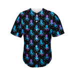 Purple And Teal Octopus Pattern Print Men's Baseball Jersey