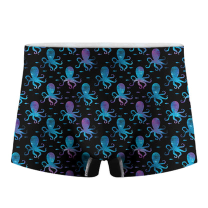 Purple And Teal Octopus Pattern Print Men's Boxer Briefs