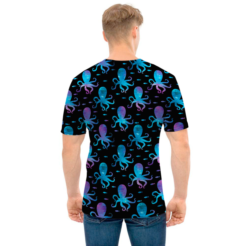 Purple And Teal Octopus Pattern Print Men's T-Shirt