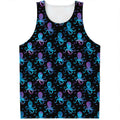 Purple And Teal Octopus Pattern Print Men's Tank Top