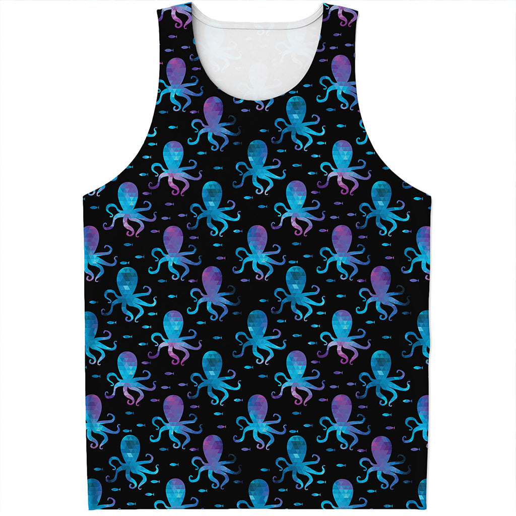 Purple And Teal Octopus Pattern Print Men's Tank Top