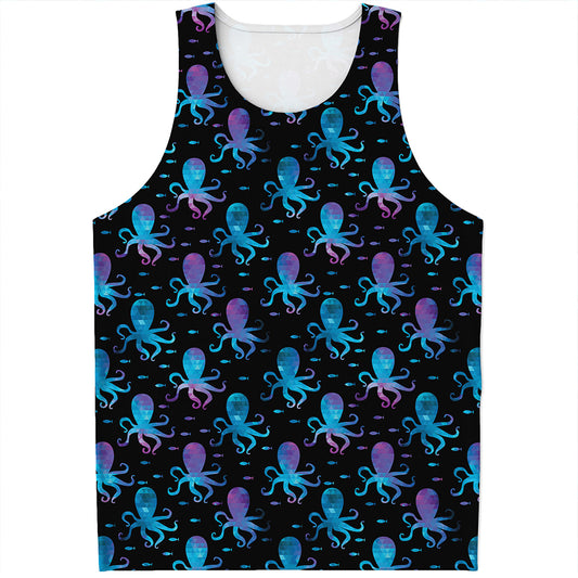 Purple And Teal Octopus Pattern Print Men's Tank Top