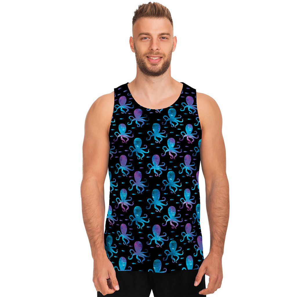 Purple And Teal Octopus Pattern Print Men's Tank Top