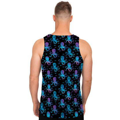 Purple And Teal Octopus Pattern Print Men's Tank Top