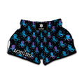 Purple And Teal Octopus Pattern Print Muay Thai Boxing Shorts