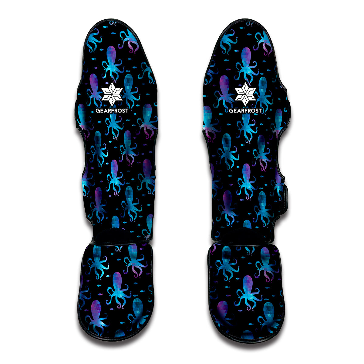 Purple And Teal Octopus Pattern Print Muay Thai Shin Guard