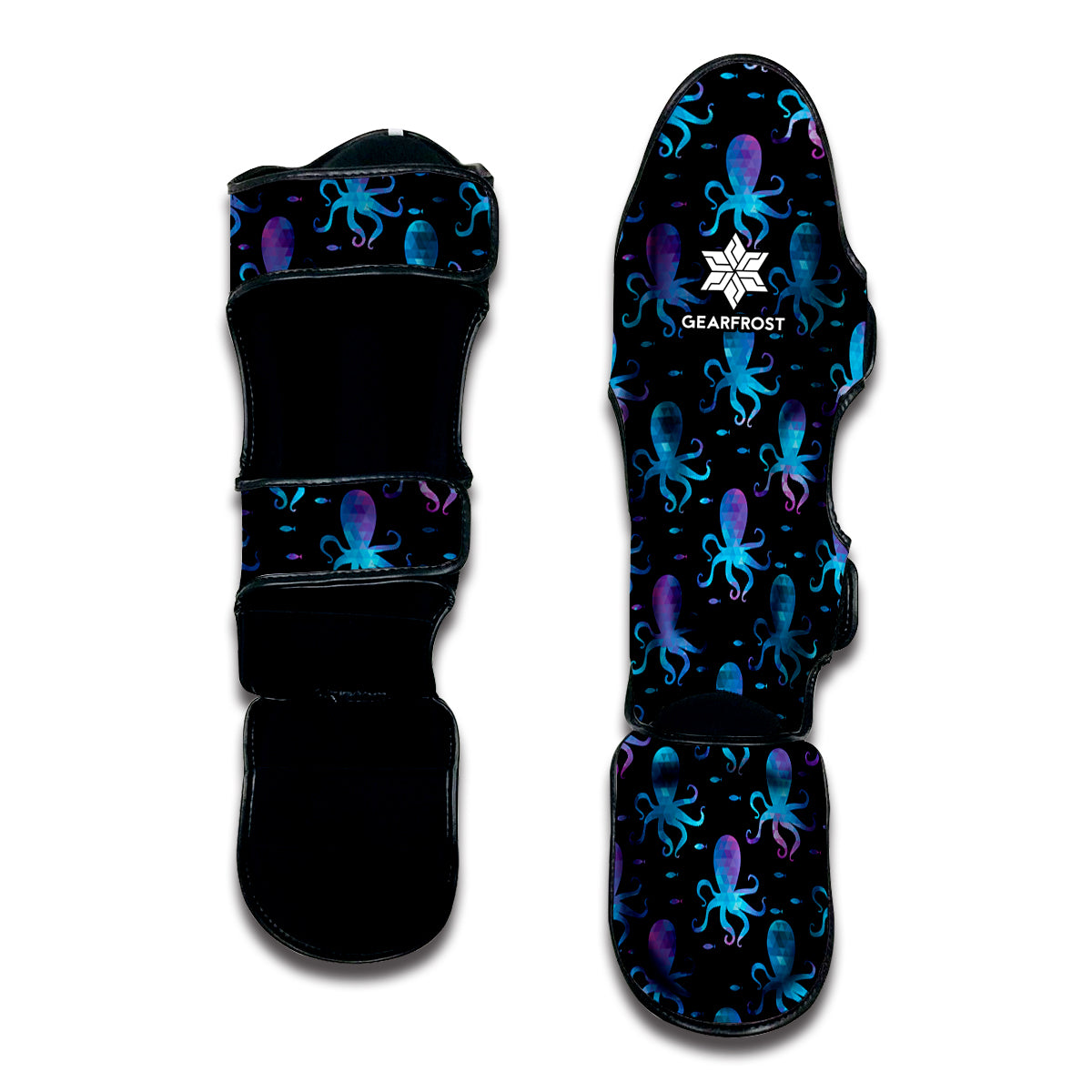 Purple And Teal Octopus Pattern Print Muay Thai Shin Guard