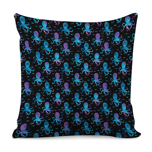 Purple And Teal Octopus Pattern Print Pillow Cover