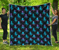 Purple And Teal Octopus Pattern Print Quilt